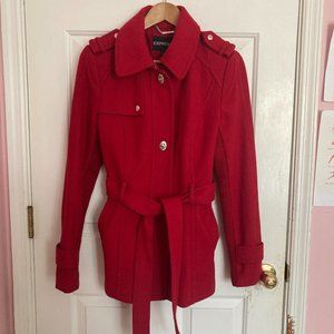 Express Red Peacoat Women Sz M